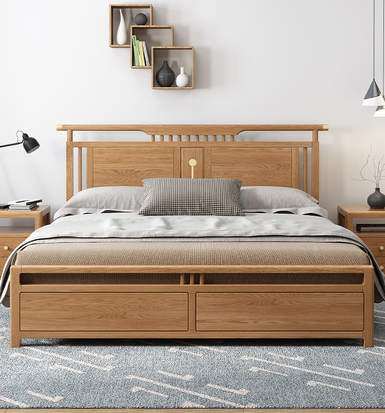 wooden furniture beds nature color solid wood furniture bed for bedroom