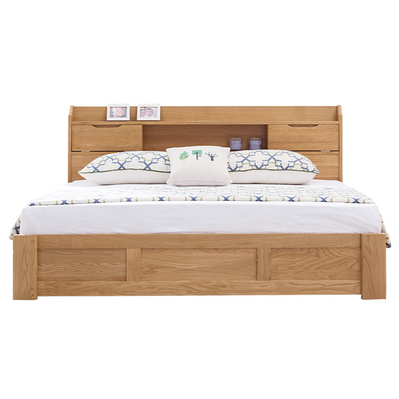 Hot selling modern wood storage bed designs with box solid wood bedroom furniture