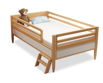 Morden custom 180cm*100cm natural solid wooden children bed with guardrail for bedroom furniture