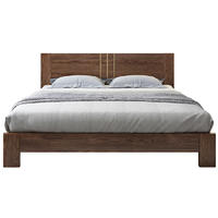 Modern Queen Lit King Size Double Sleeping Platform Frame Furniture Set Solid Wood Bed