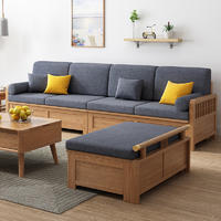 Wood Classic Sectional Armrest Pine Furniture Wooden Frame Cum Bed Designs Storage sofa set solid wood