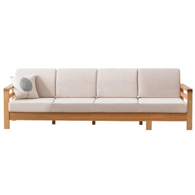 Modern Living Room Furniture Set Wooden Arm Wooden Fabric 4 seats Sofa For Home