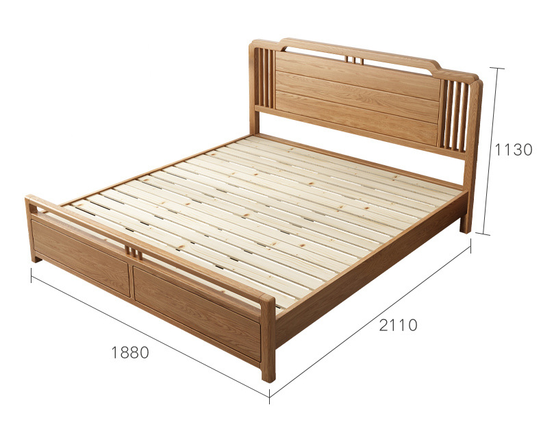 Luxury bedroom furniture king size beds material wooden frame French Oak solid Wooden bed