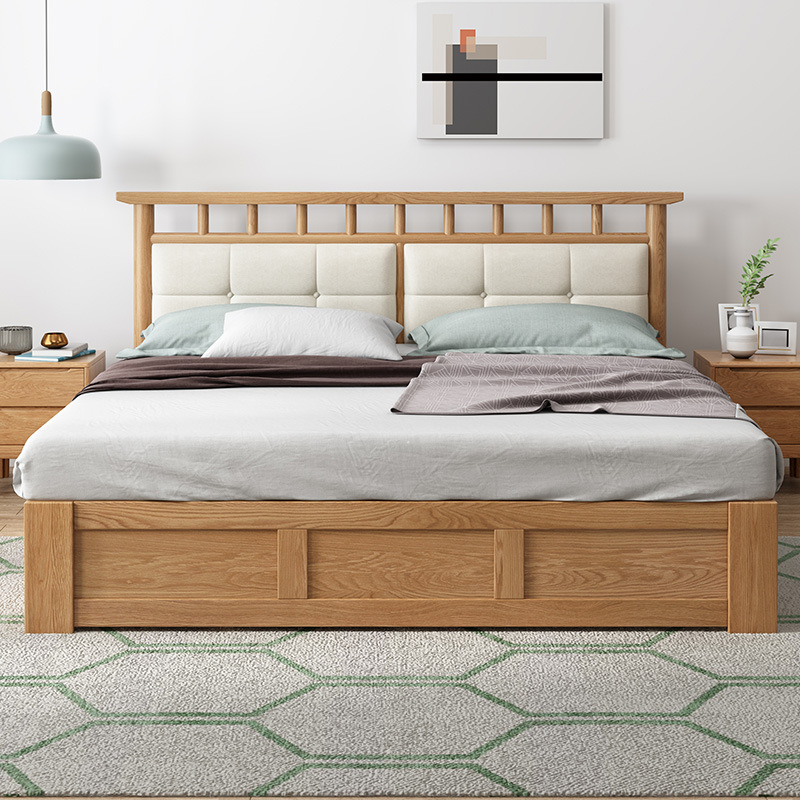 Boomdeer bedroom furniture Modern North European style solid wood bed with storage