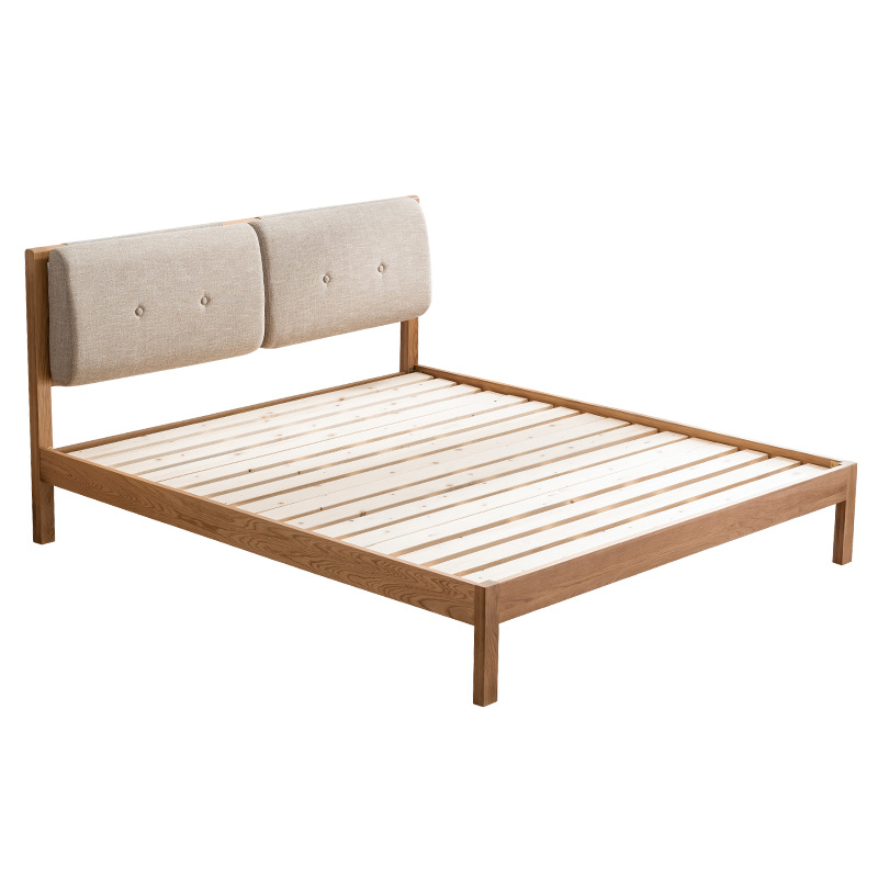 Boomdeer natural modern simple wooden bed king size and easy assembly