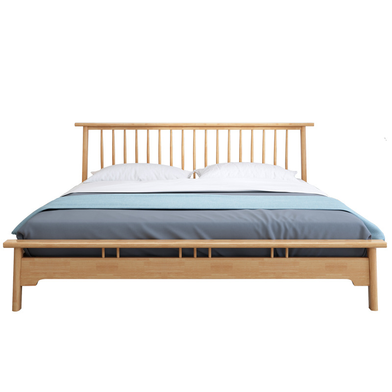 Boomdeer modern hotel home bedroom furniture wooden Chinese queen bed frame fabric wood bed